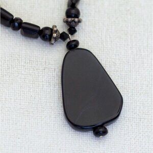 16 inch, Vintage Black Gothic Stone Unique Choker Necklace - G1